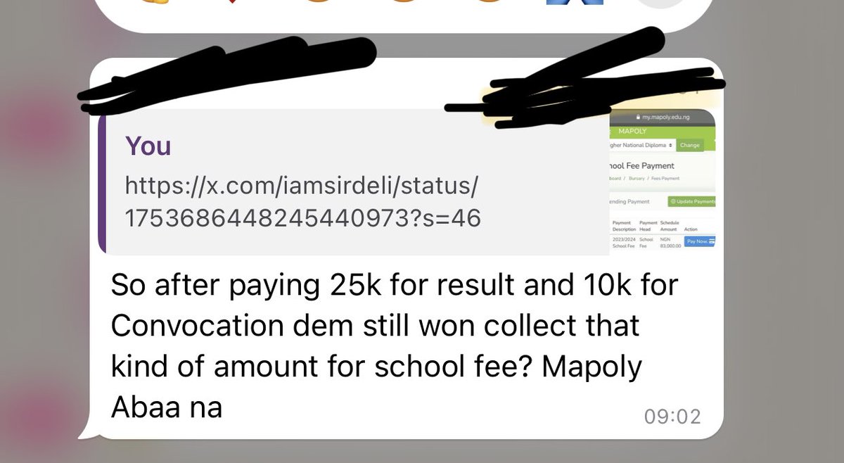 iamsirdeli's tweet image. After series of new miscellaneous payments! Summing to hooping 115,000 just for registration, now we are to pay additional 100+ for school fee 
Your excellency sir @dabiodunMFR please react to this 

#SayNoToExtortion
#Mapoly
#SayNoToIncrement
