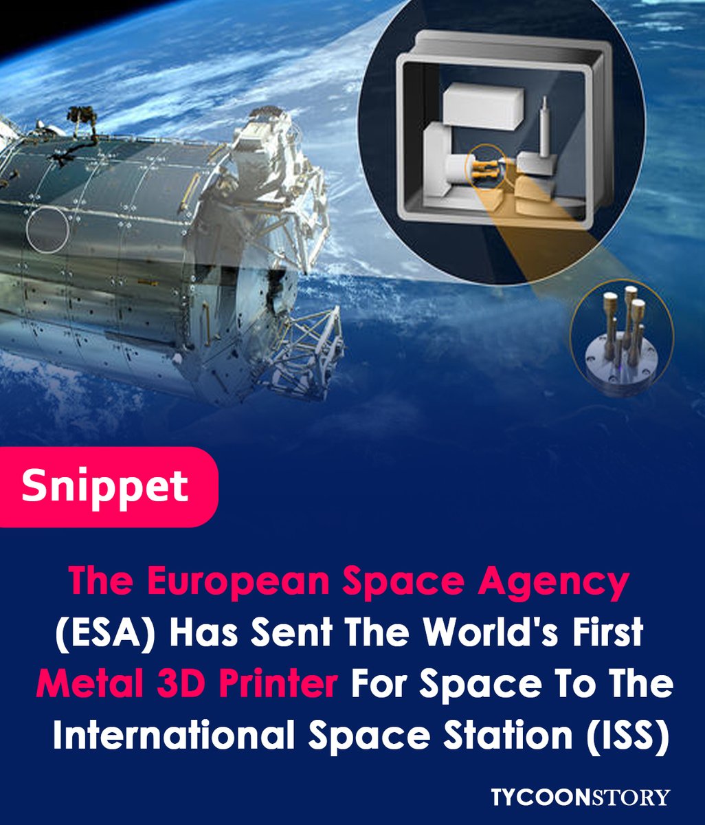 After the European Space Agency (ESA) sent world's first metal 3D printing to the International Space Station (ISS), will soon be conducted in orbit.
#ESA #ISS #metal3dprinting #technology #orbit #Airbus #Space #manufacturing #Automation #laser @Space_Station