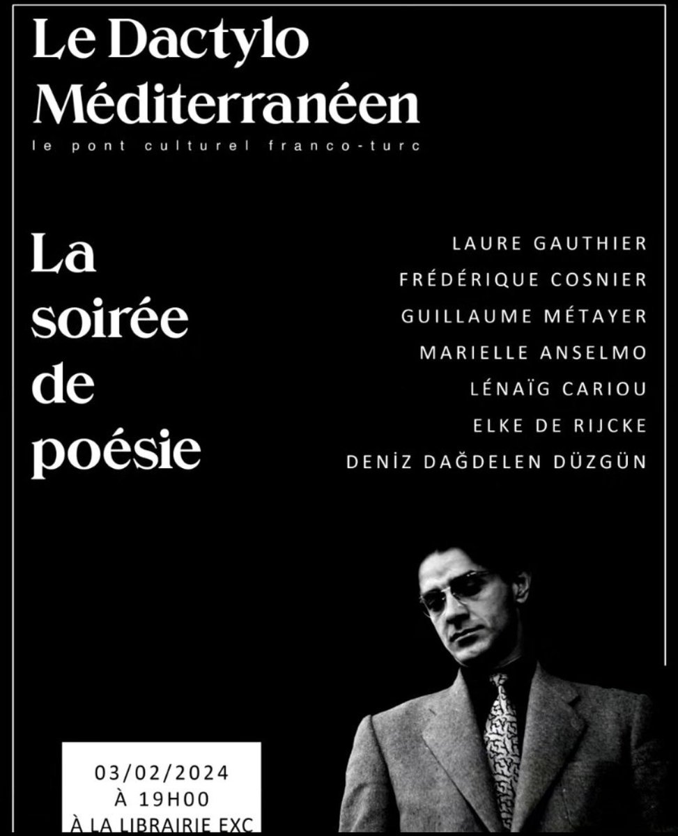 Le pont culturel franco-turc Le Dactylo Méditerranéen, à la lumière d'Attila Ilhan et de Dario Moreno, est à la librairie EXC ce soir à 19h00, ne le manquez pas !

#attilailhan #Paris