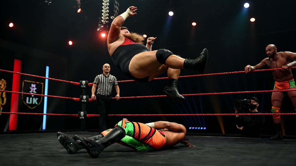 Feb. 3, 2022: At the BT Sport Studios, The Hottest Team Under The Sun (@ashtonsmith_uk & @OroMensah_wwe) defeated @DaveMastiff & @JakkSellstrom in the Finals of a four-team tournament to earn an #NXTUK Tag Team Championship match against Mustache Mountain. 📸 WWE