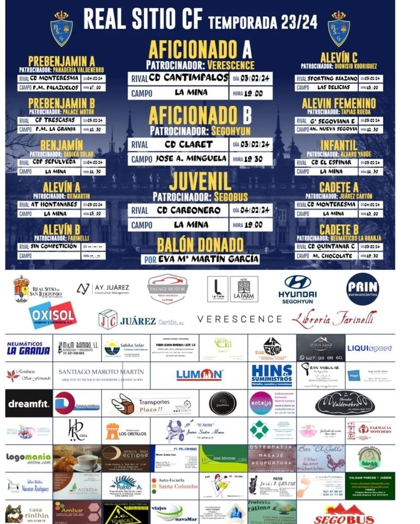 realsitiocf's tweet photo. Dejamos los horarios de todos nuestros equipos para este fin de semana. 💙💛
#RealSitioCF
#UnailusionmuyReal https://t.co/g0lShqo2y8