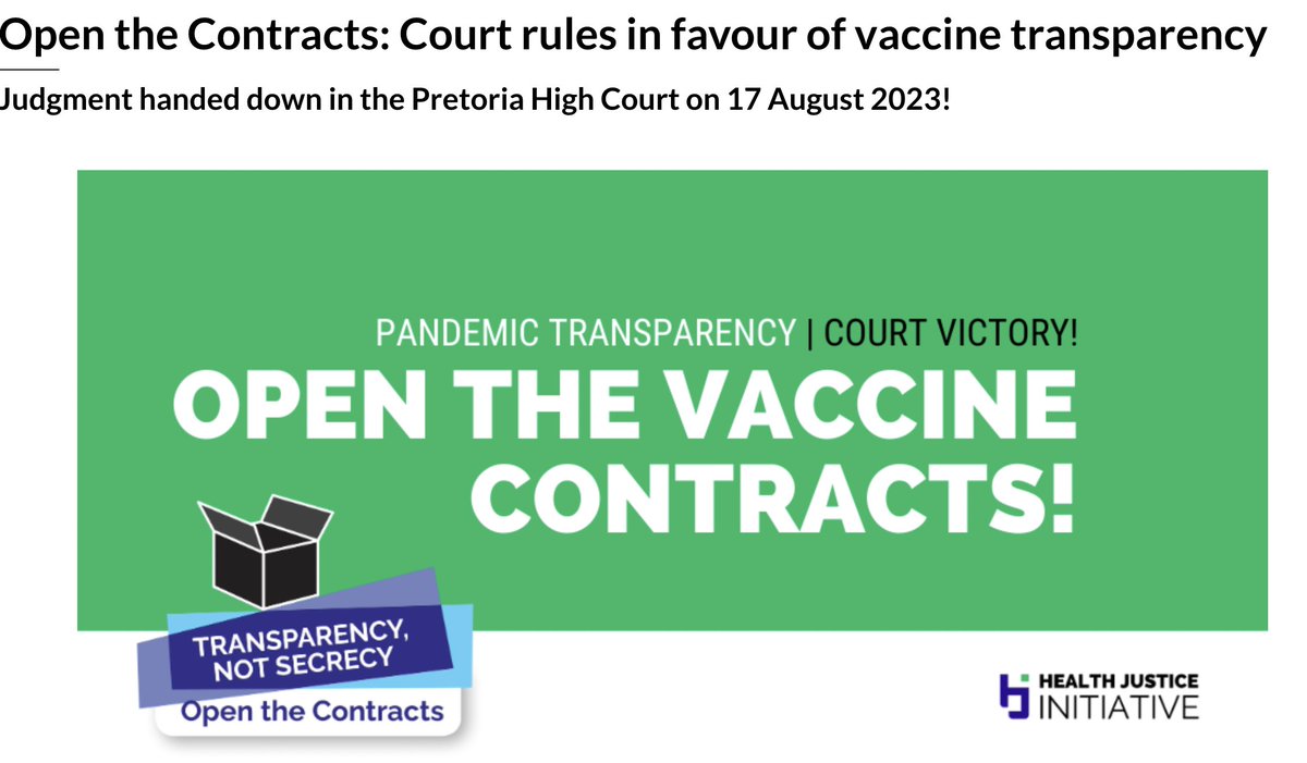 South African's may be aware of the judgment handed down in the Pretoria High Court on 17 August 2023, however it has just come to my attention. The judge compelled the National Department of Health to provide access to the COVID-19 vaccine procurement contracts. The judgement…