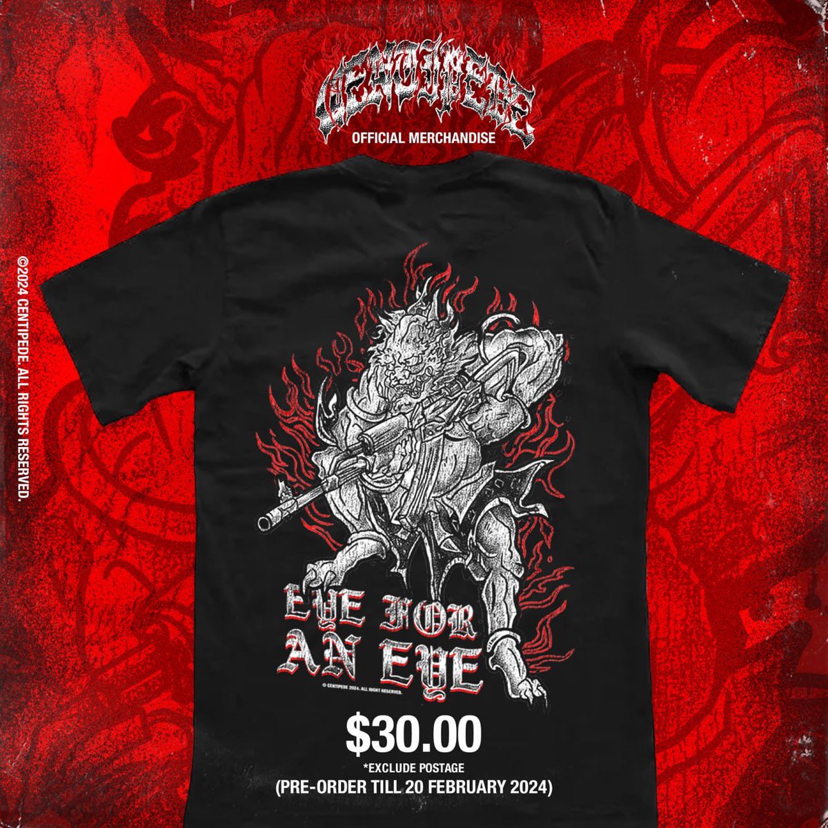TAKING SINGAPORE ORDERS FOR <a href="/findctp/">centipede</a> “EYE” MERCH WITH FIRSTBLOOD PRODUCTIONS

PRE-ORDERS END 20TH FEBRUARY

NO REPRINTS

⚔️⛓️GET EM HERE⛓️⚔️
forms.gle/ztqsgVSyHcuP84…