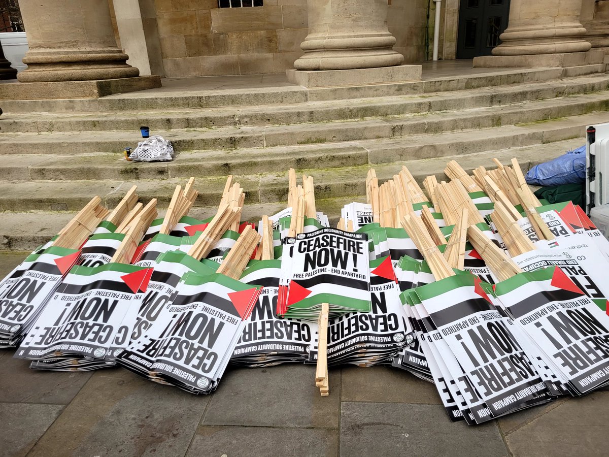 Getting ready to march again. Join us. 12 a.m. Portland Place. In our thousands and our millions, we are all Palestinians.