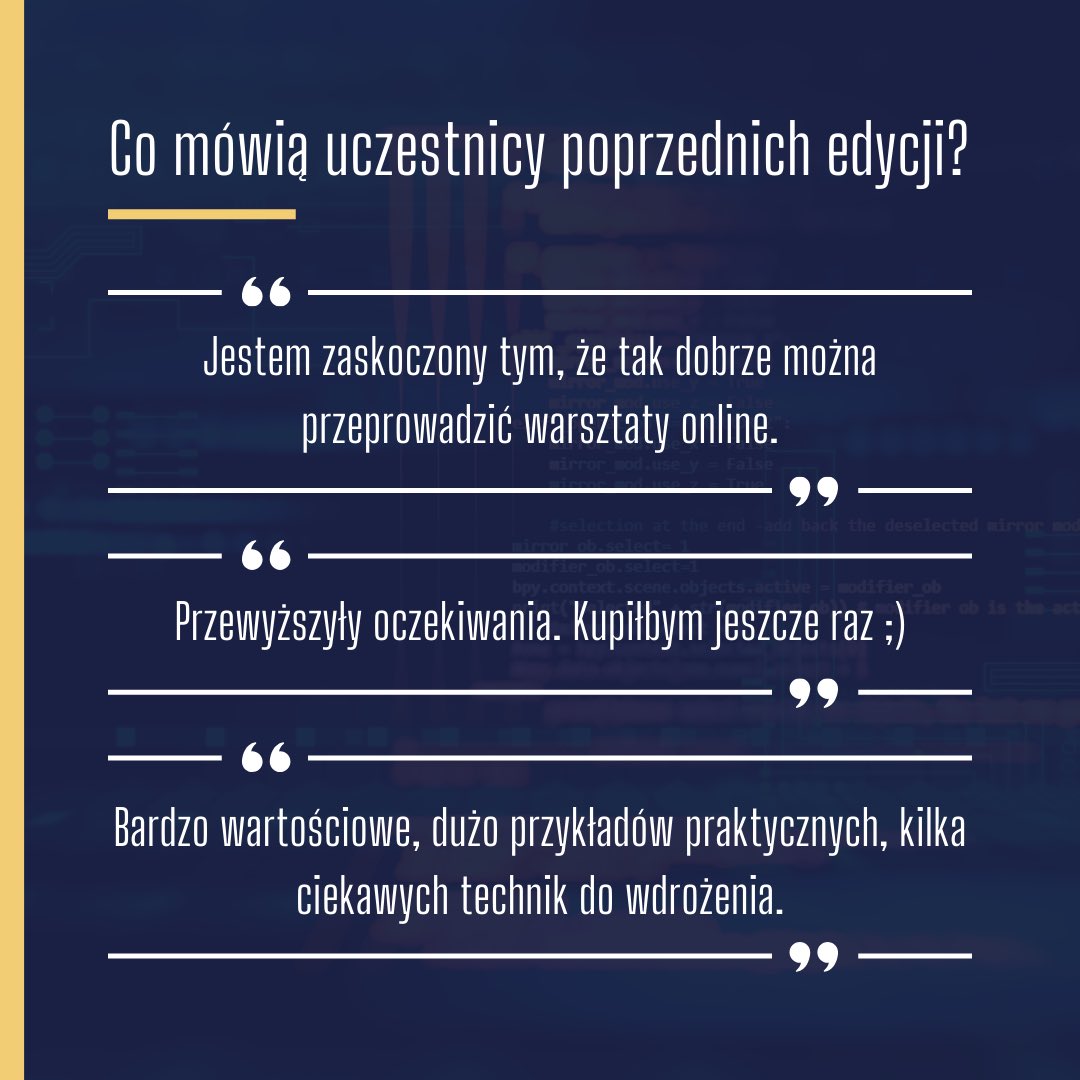 8 edycja warsztatów online Soft Skille Dla Programistów!

Sprzedaż ruszyła i trwa tylko do 31 marca 😊 Warsztaty odbędą się 10-12 kwietnia! 📣

👉 softskilledlaprogramistow.pl
