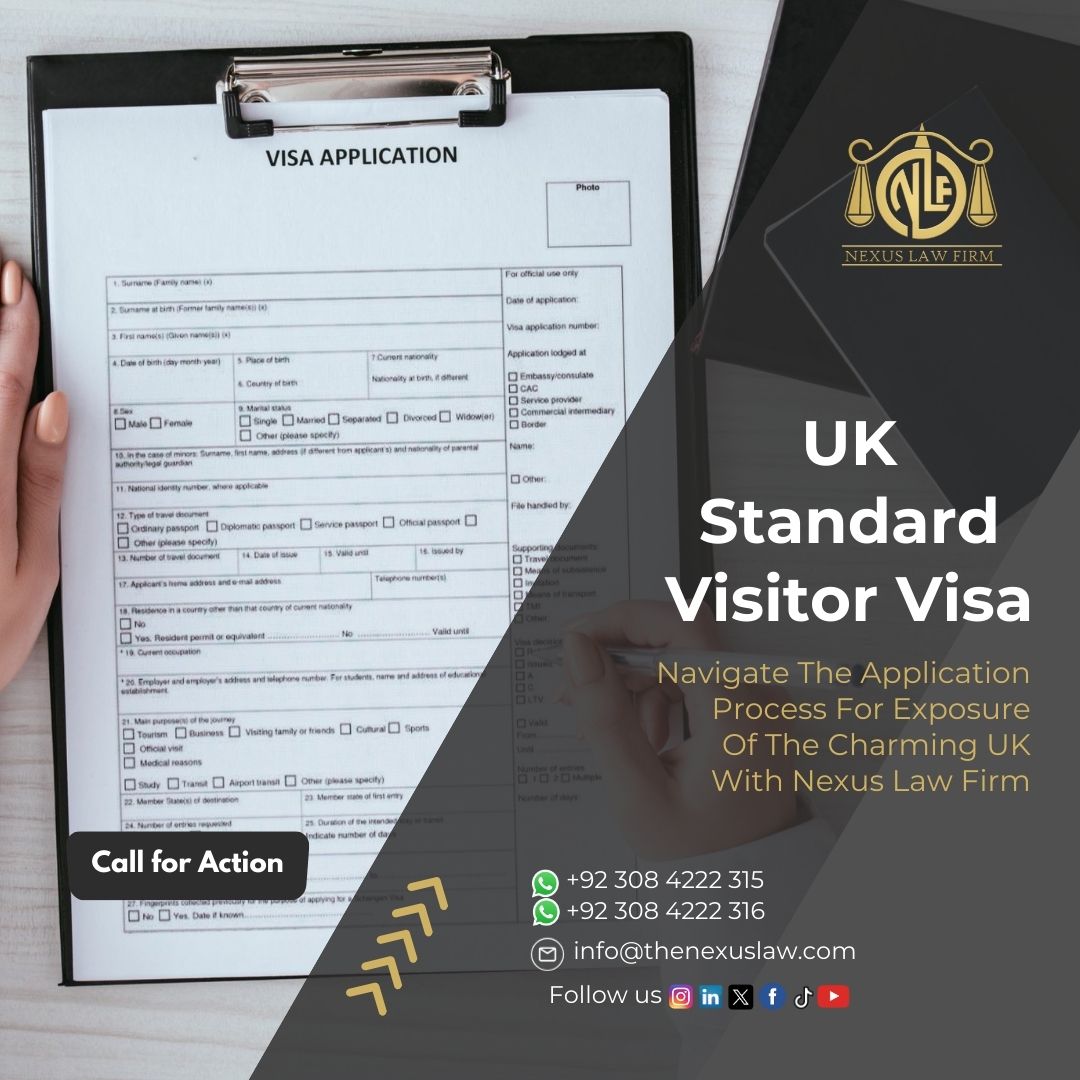 🇬🇧 Unlock Unforgettable UK Experiences with Nexus Law!

Explore the UK Standard Visitor Visa with Nexus Law Firm. Our team is here for your inquiries. 📌 thenexuslaw.com 📞 +92 308 4222 315 | +92 308 4222 316 📧 info@thenexuslaw.com #UKStandardVisitorVisa #NexusLawFirm