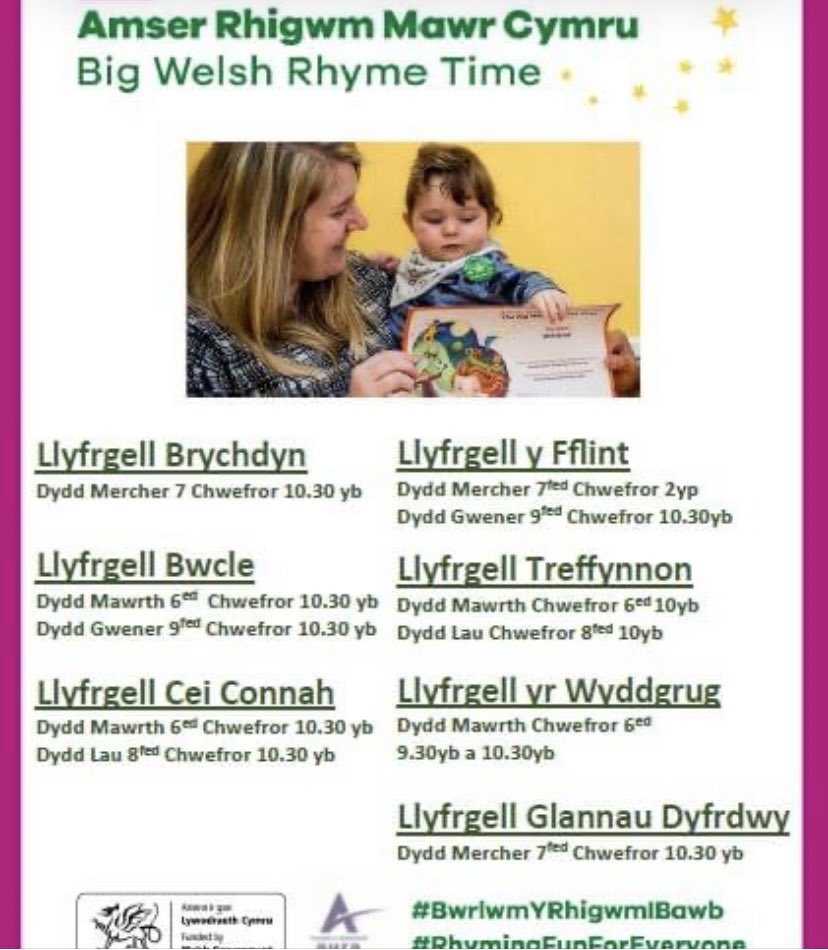 If you have little ones and want to learn some Welsh nursery rhymes this is on next week 🏴󠁧󠁢󠁷󠁬󠁳󠁿