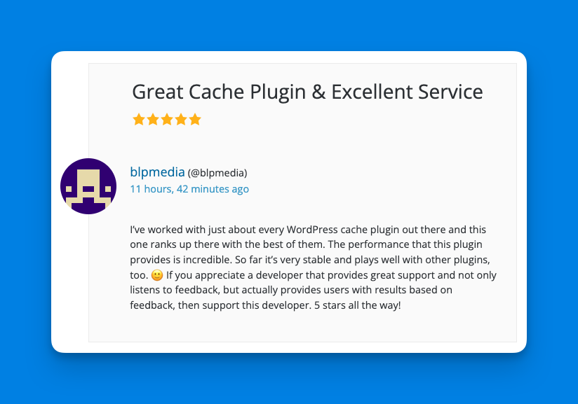 Review of the day! 🤩

wordpress.org/support/topic/…

#WordPress #caching #optimization #webperf #PoweredCache