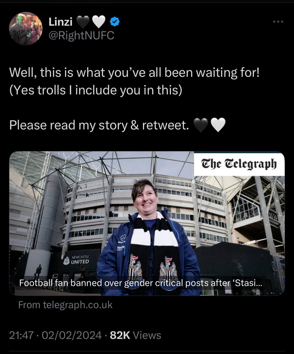 Cook (@nufccook) on Twitter photo Awful person says awful things and gets punished for it
But it’s the clubs fault and there’s a massive conspiracy against her….? Do me a favour
Linzi, everyone ‘defending’ her, and all the nasty little goblins getting involved - you’re a massive set of whoppers
Big up <a href="/nufc/">Newcastle United</a> Awful person says awful things and gets punished for it
But it’s the clubs fault and there’s a massive conspiracy against her….? Do me a favour
Linzi, everyone ‘defending’ her, and all the nasty little goblins getting involved - you’re a massive set of whoppers
Big up <a href="/nufc/">Newcastle United</a>
