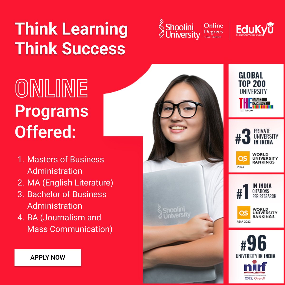 Shoolini University offers accredited online programs designed to empower you with the knowledge & skills you need to excel.

Apply Now!
wa.me/message/TINDX5…

#Edukyu #ShooliniUniversity #Shoolini #OnlineMBA #ThinkLearning #ThinkSuccess #OnlineEducation #Success #MBA