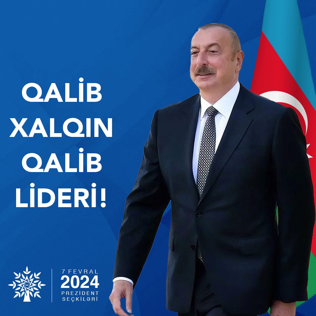 YAP_1992's tweet photo. Qalib Xalqın Qalib Lideri!
#Prezidentseçkiləri #Seçki2024 #QalibXalqınQalibLideri https://t.co/0hjJQhaULp