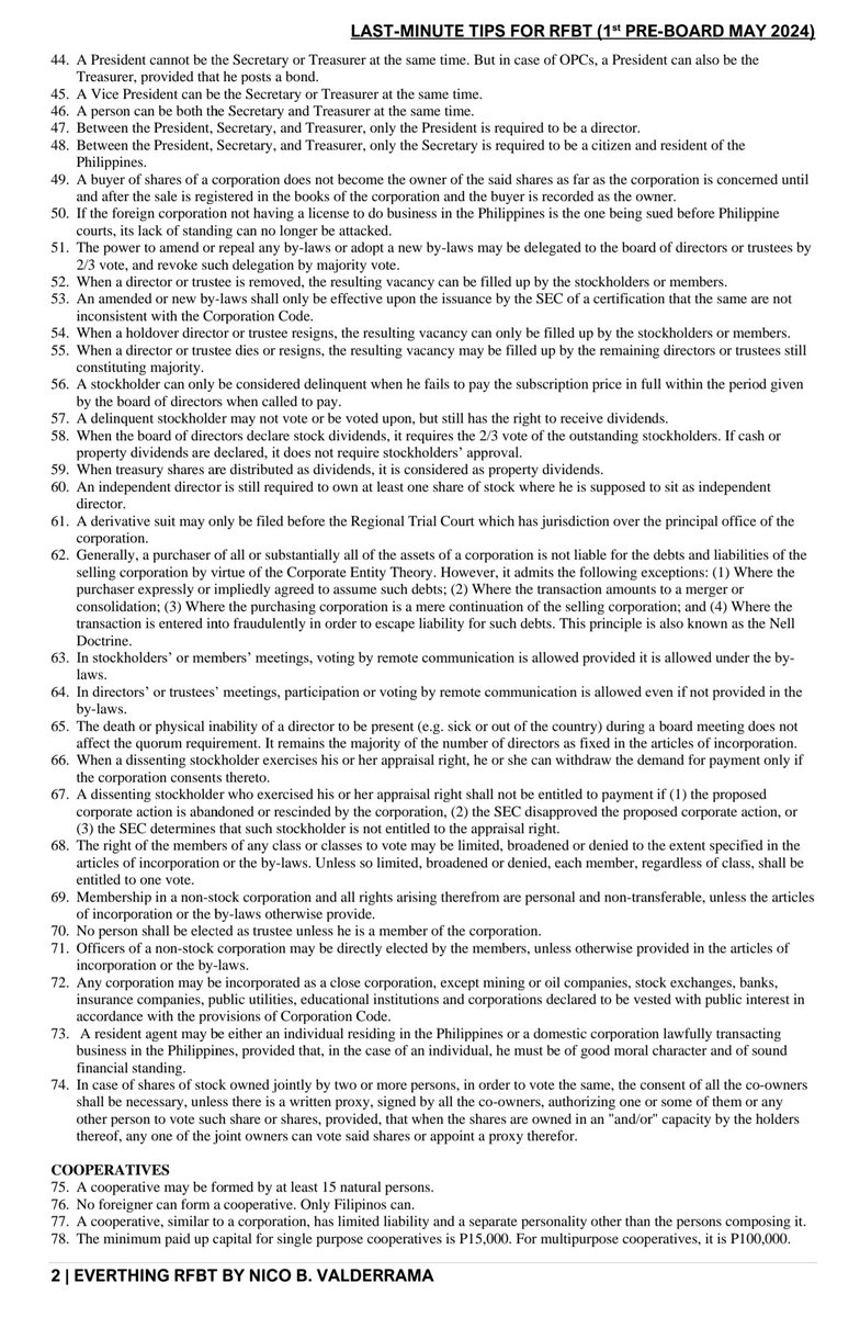 nbvneverquits's tweet image. Last-minute tips for 1st Pre-Board 💙💛

Partnerships, Corporations, Cooperatives, FRIA, Electronic Commerce, Ease of Doing Business, Intellectual Property, and Data Privacy