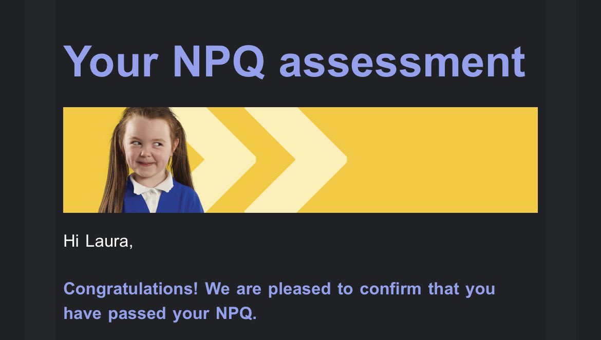 Mrs_Richley's tweet photo. NPQ in Leading Literacy passed! Onto the next one.. 👩🏼‍🏫🥳 https://t.co/FK22G1t1Dj