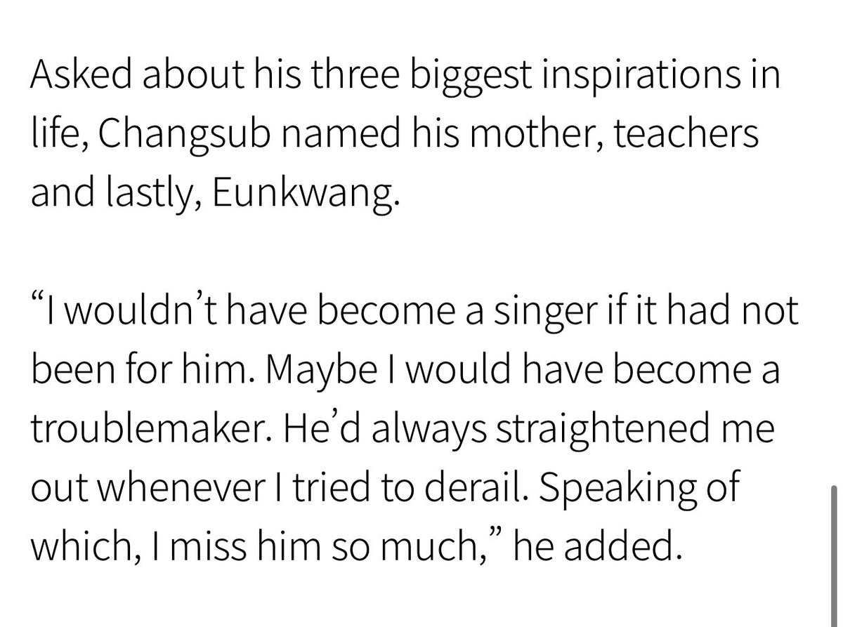ramelochel's tweet photo. does eunkwang know about this interview changsub did because?!?? 🫠 i would never have been able to move on if someone said this about me i’d be so happy https://t.co/PxNggHBUAf