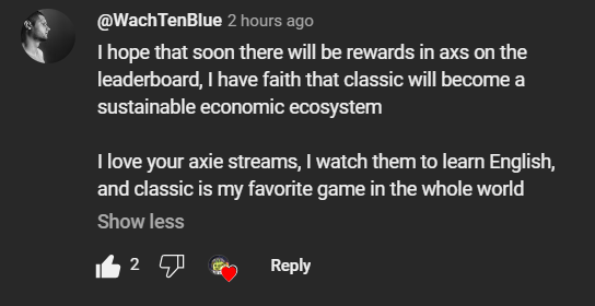 'Classic is my favorite game in the whole world.' We must always cherish and protect the great game of @AxieInfinity Classic.