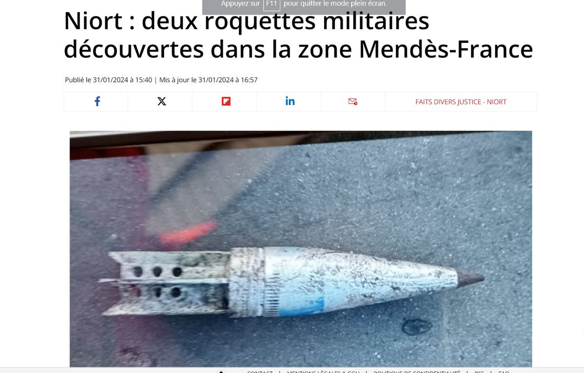 🚨alors que @GDarmanin se congratule à la Planoise à Besançon pour quelques points de deal démontés en 4 mois d'opération place nette

👉1 lance roquette 'prête à l'emploi' y a été découverte cette semaine 

👉2 autres roquettes ont été découverte à Niort

j'ai hâte pour les JO🤪