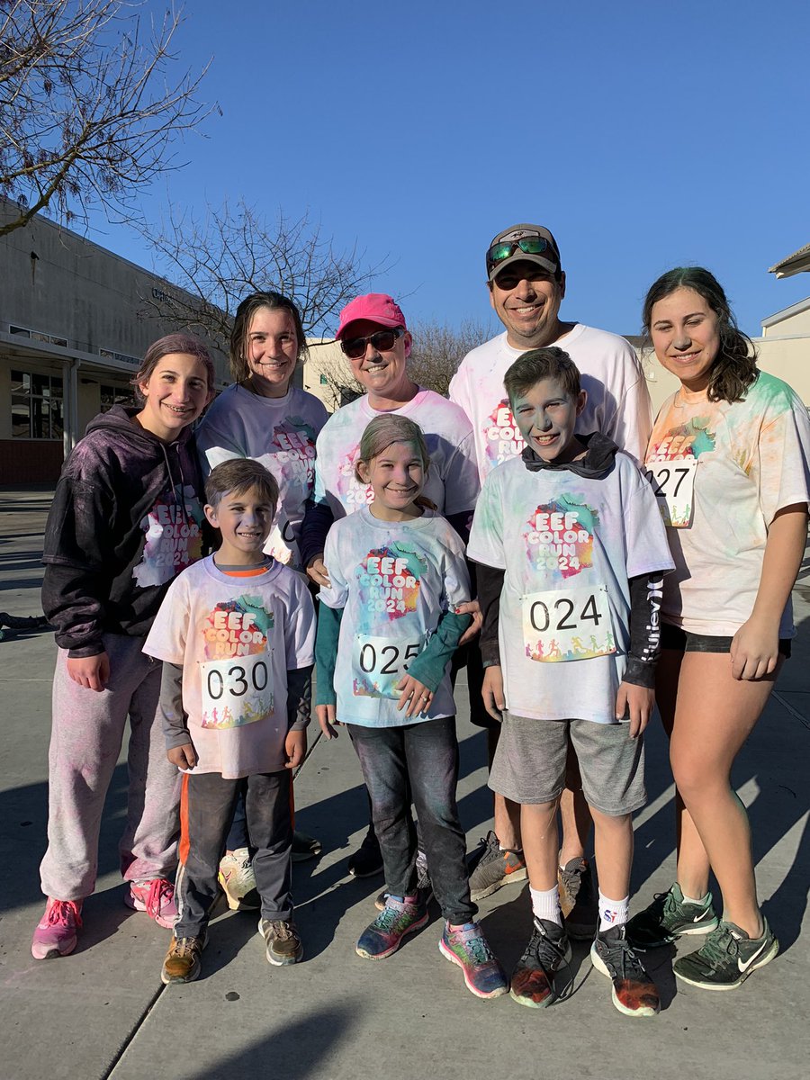 After the color! Family fun on a Saturday morning to benefit students throughout the  Escalon Unified School District. A colorful Dugo family photo.