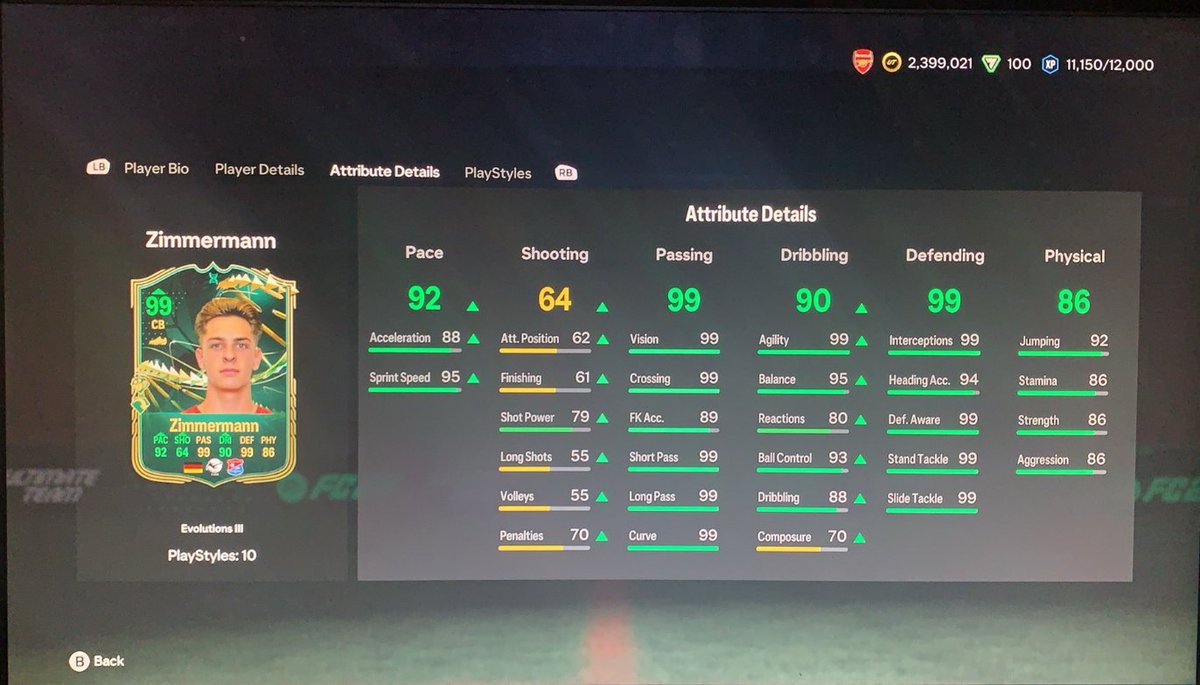EA_FC_'s tweet photo. 👑 Official 99 Zimmermann In-Game Stats 👑

🤯 Look at that Defending 👀

📸@Y13RJK