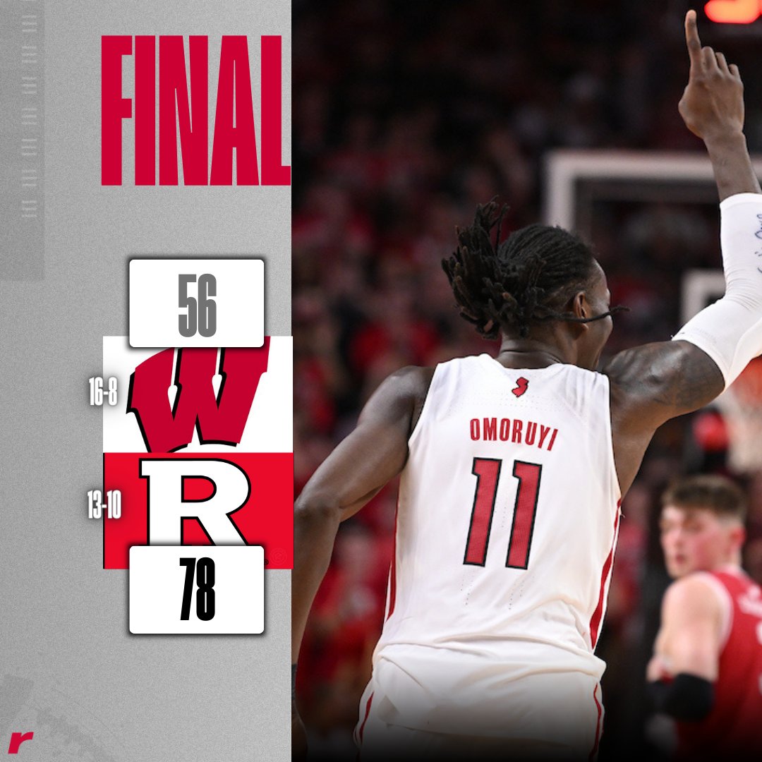 RutgersOn3's tweet photo. #Rutgers Basketball takes down No. 11 #Wisconsin 78-56 to earn their third win in a row‼️

FULL RECAP --> https://t.co/0K2cGto4Ss https://t.co/WpBv6ztHY3