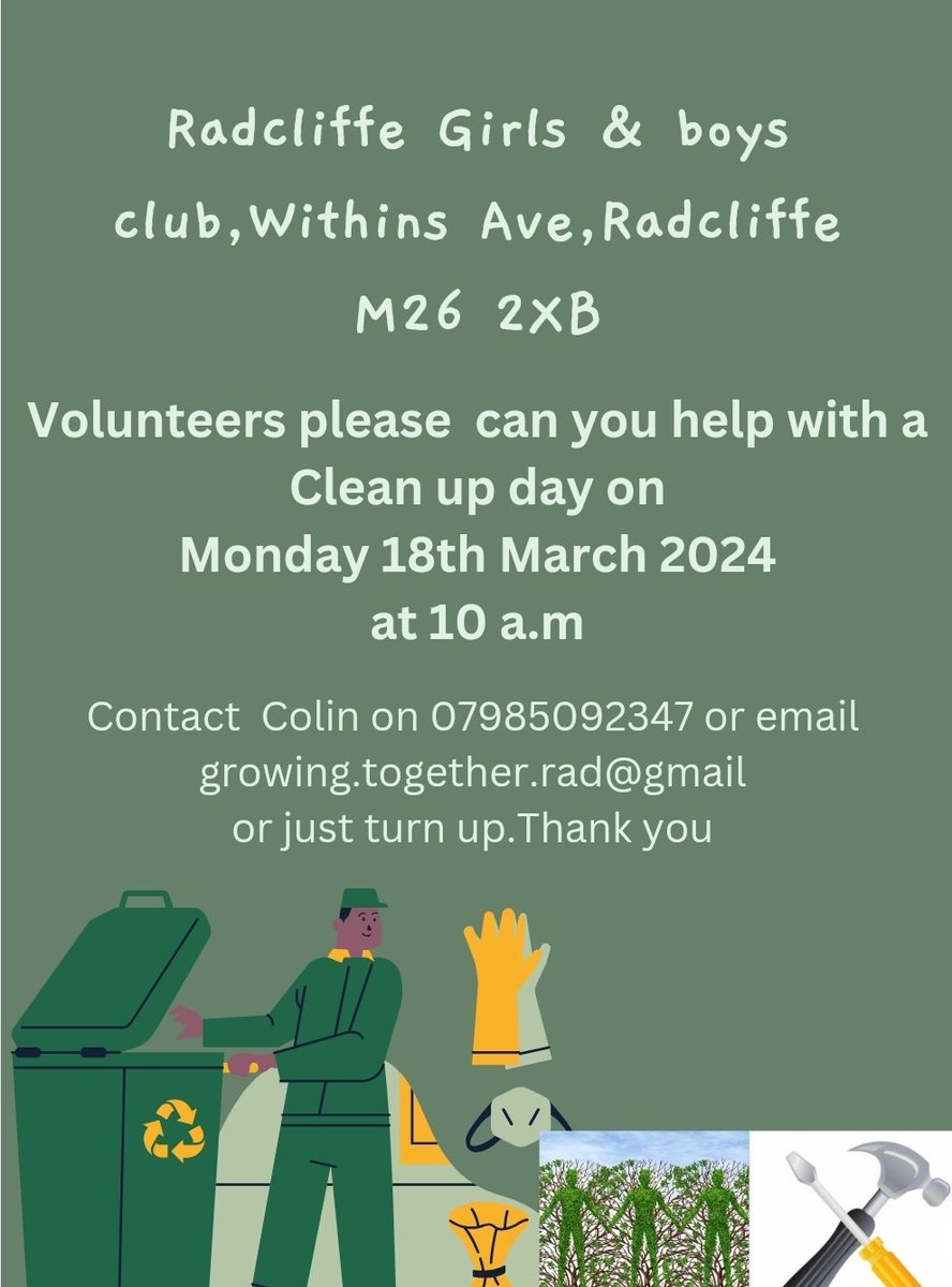 Can you help us clean up after finishing painting please ? 
We are loving getting the centre freshened up for the children who use it and their families <a href="/BuryCouncil/">Bury Council</a> <a href="/burylivewell/">Bury Live Well Service</a> @buryvcfa <a href="/RadcliffeRotary/">Radcliffe Rotary</a> <a href="/RadcliffeGBC/">Radcliffe G&BC</a> <a href="/BuryTimes/">Bury Times</a> <a href="/GrowingTogeth13/">Growing Together Radcliffe Support CIC</a>