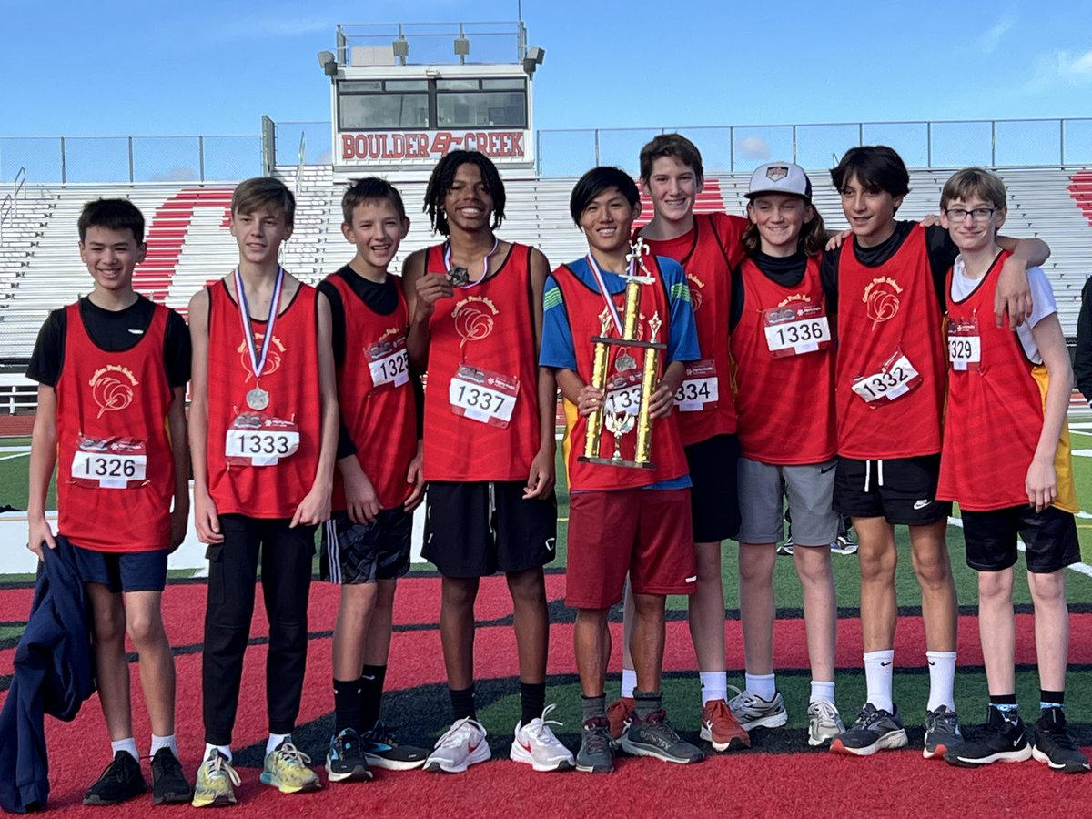 Congratulations to our Cross Country Team! Today they rocked at Boulder Creek! 🎉🥇🏆 
7/8 boys won 🏆 
7/8 girls runners up🏆
5/6 boys 4th 
5/6 girls won 🏆 
#behere #beyou #belong #dvusd