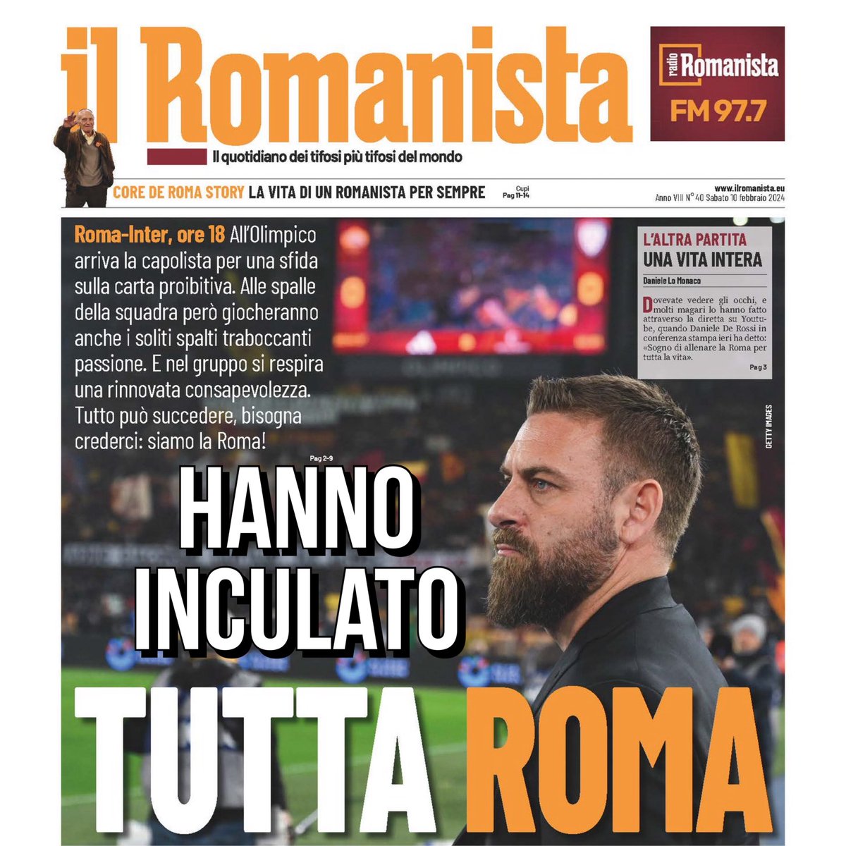 Ottima prima pagina. 
#RomaInter 
#romaMERDA