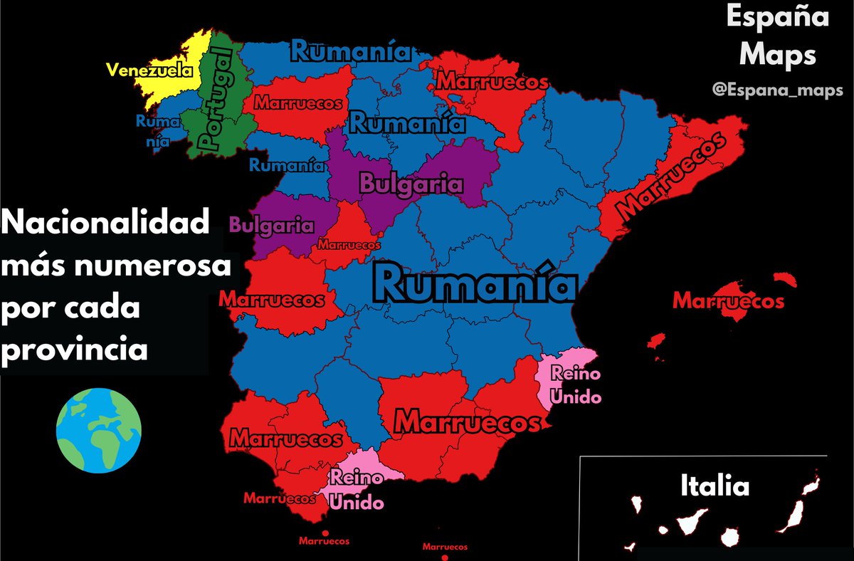 Nacionalidad extranjera más común por provincia: