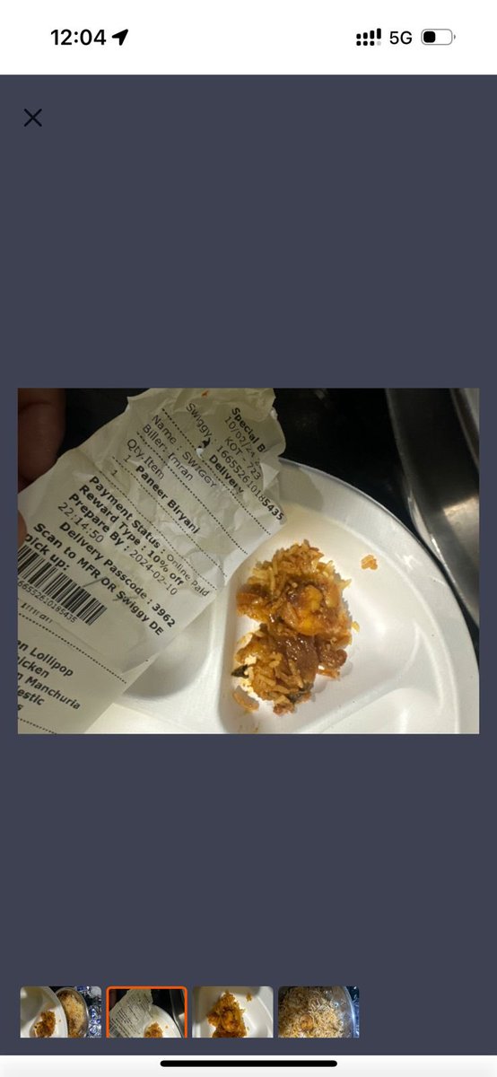 tejasvi_athelli's tweet photo. @calamur @Swiggy I ordered paneer biryani and got prawns biryani instead. My friend who is a pure vegetarian ate non veg because of you and #mehfil And your representative denied to give refund. They have missed delivering mushroom Manchuria as well. https://t.co/xPDNJzA0z5