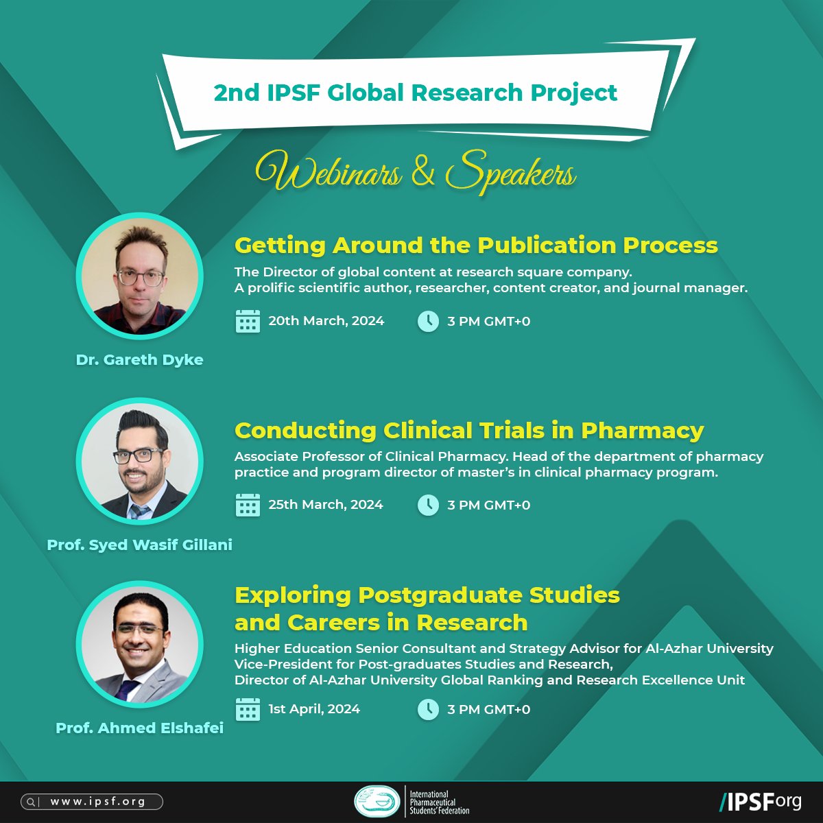 IPSForg's tweet photo. Introducing the Second Cohort of Speakers for the 2nd Global Research Lab! 

We are incredibly grateful to our speakers for their dedication.

Register now: https://t.co/2Ne6weN70v

Deadline: 10th February

#Pharmacy Education
#Researchcompass 
#75YearsOfIPSF #IPSForg https://t.co/HViJqNaD2E
