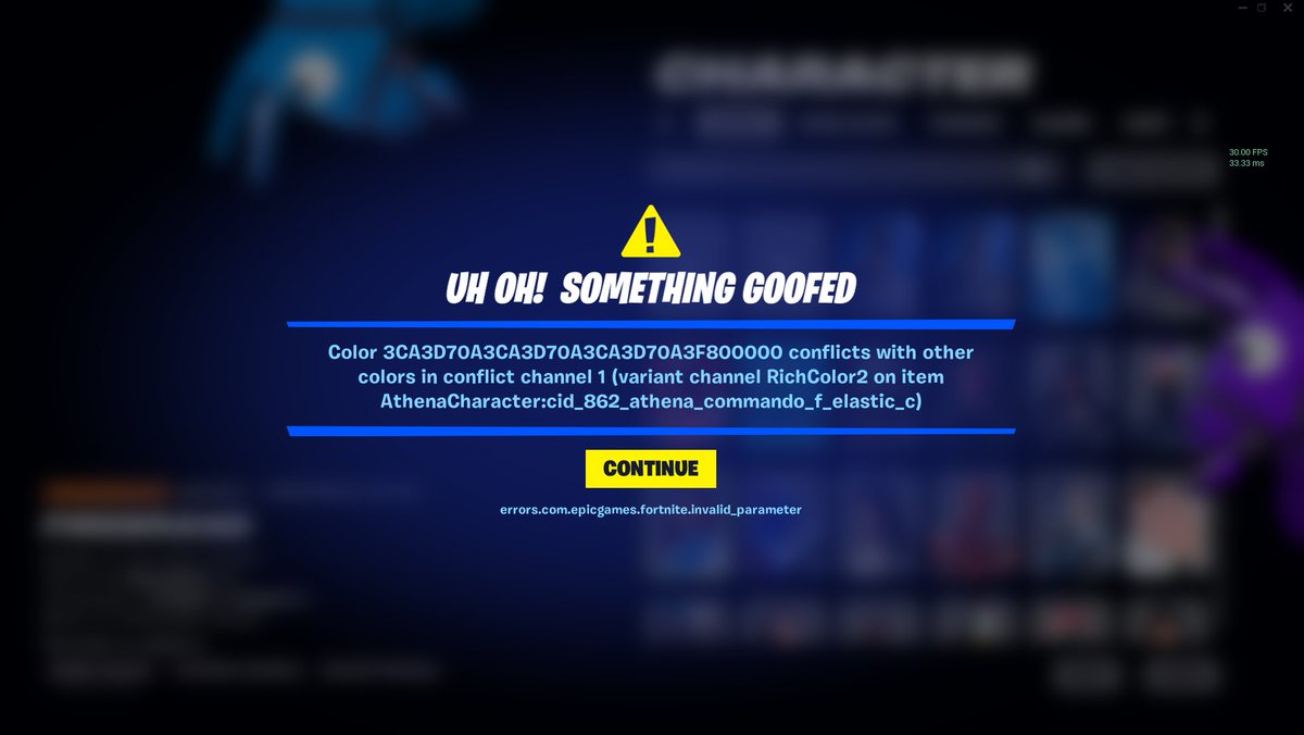 burden_adam's tweet photo. @FortniteGame  your new Boundless Hero skins wont let you customize. Reverts back to default. https://t.co/iYLNXaROq2