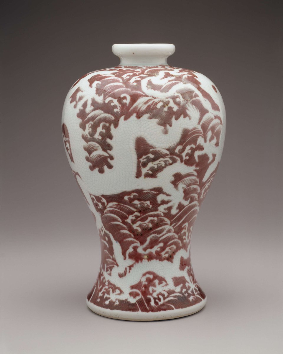Today is Lunar New Year, which begins the Year of the Dragon 🐉 

This Chinese vase (26.262), on view in the dining room, is known as a meiping and features two leaping five-clawed dragons.

📷: Edward Owen