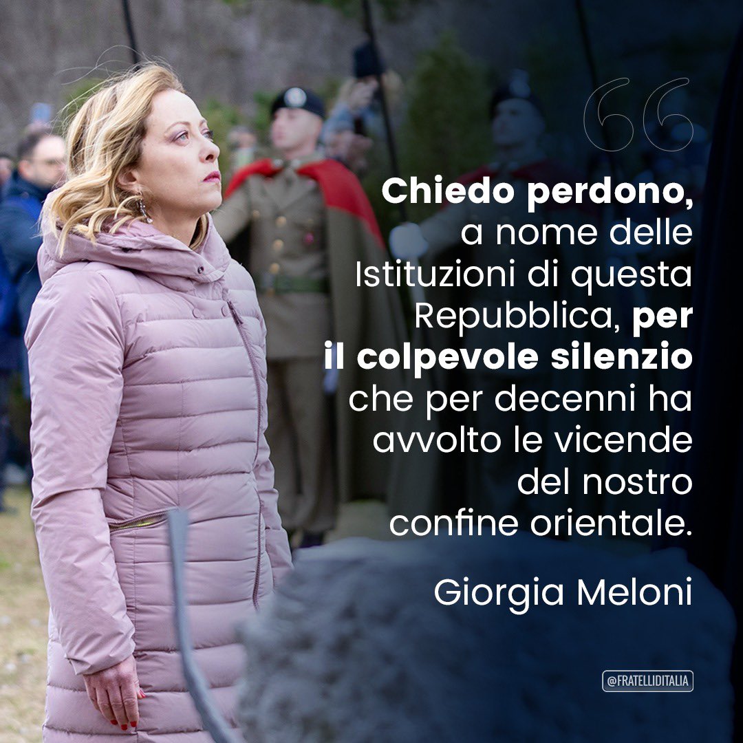 FratellidItalia's tweet photo. 🔵 Le Istituzioni adesso non stanno più in silenzio. Grazie a chi oggi ricorda i nostri connazionali uccisi dall’odio comunista.

#foibe #Ioricordo https://t.co/xClgDum3Gf