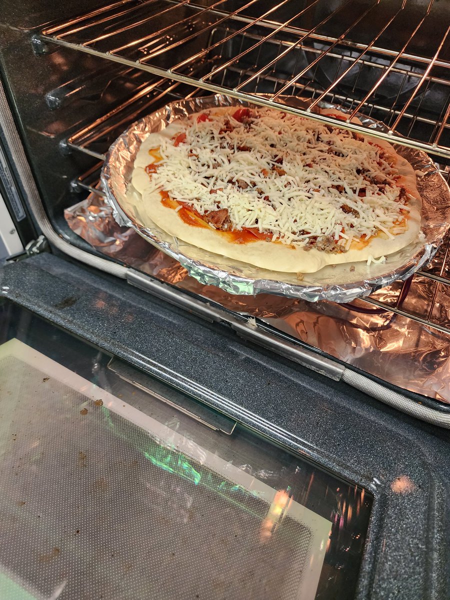 We made homemade pizza this week in Intro to Culinary.  Homemade yeast pizza dough for the win! Hamburger, sausage, bacon, and pepperoni toppings.  I heard the halls at <a href="/boswellhs/">Boswell High School</a> smelled incredible. #bosproud #sayyestofcs #fcsproud