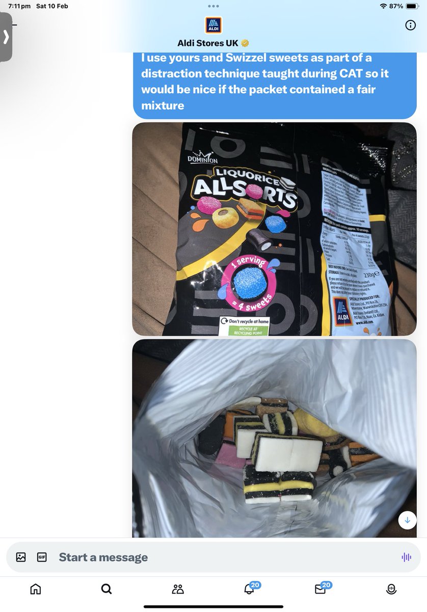 collectibulldog's tweet photo. I had to complain to @AldiUK it’s not ok to not find your favs when they are #advertised on the packet that’s bad practice and even though they keeping shareholder happy this customer isn’t check out the squares they are now not even cut properly 

#toomuchsugar 

#follo4follo https://t.co/QIpEh6v46l