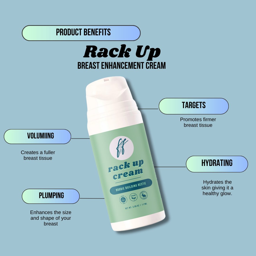 The rack up cream has sooooo many benefits! She lifts, she tones, and she helps eliminate the appearance of cellulite. What can't she do?! If you have been searching for a natural breast lift...she is your girl.