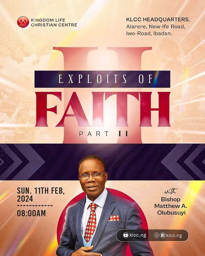 klcc_ng's tweet photo. We will be glad to see you tomorrow. Join us and tap into your testimony. You can watch us live on Facebook and YouTube.#church #klcc #klgcm #Ibadan #kingdomlife #Flourishing #ExploitsOfFaith #BishopMathewAyoolaOlubusuyi https://t.co/TwHA5CQKfT