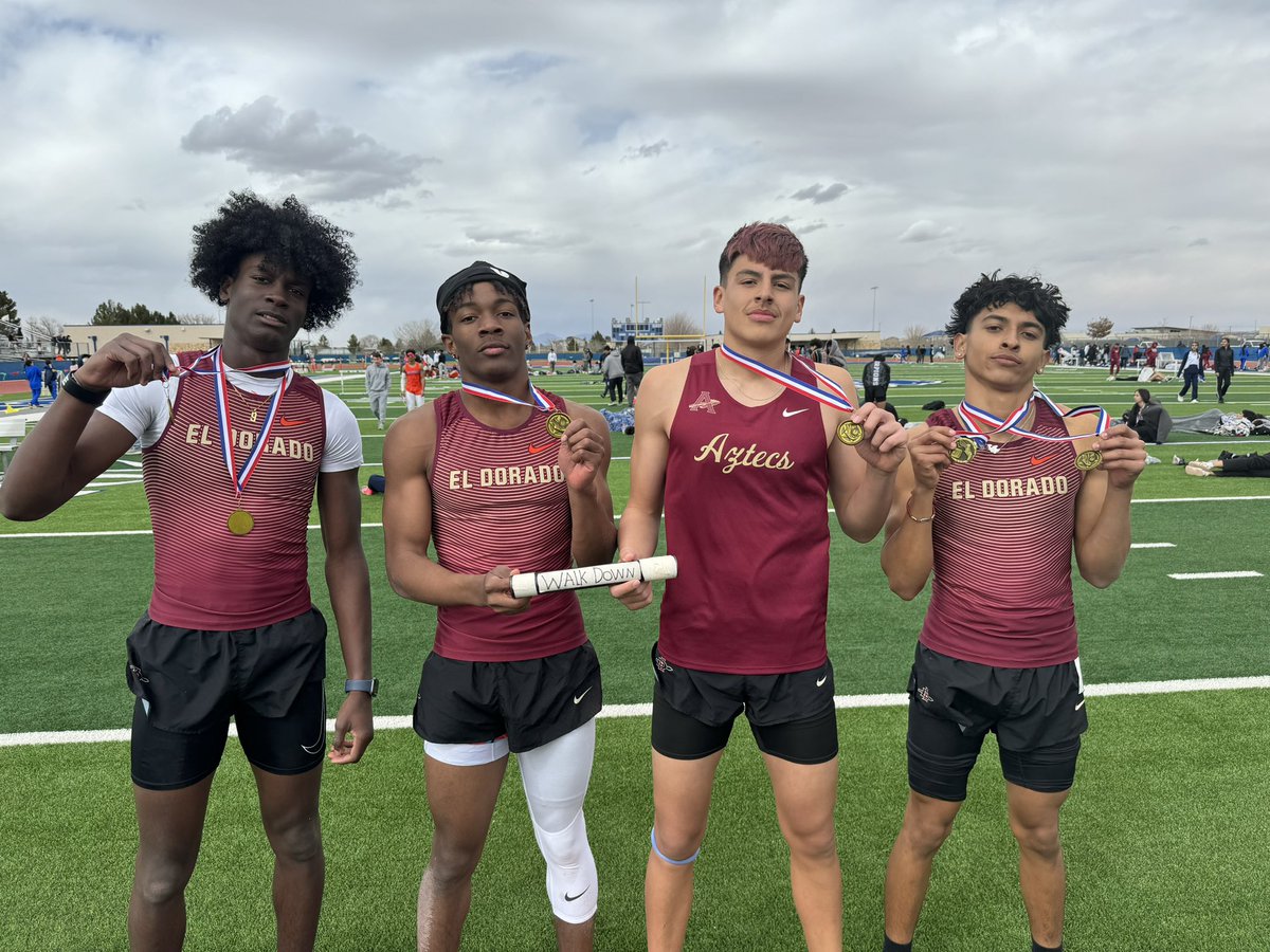Varsity boys 4x200m relay takes 🥇 yes sir! 💪 <a href="/Adrian_M1481/">Adrian Macias</a> @JaDarius_S3 <a href="/Jermanie_1/">Jermanie Merricks Jr</a> and Matthew Pinto!
<a href="/Coach1Martinez/">Frank Martinez</a> <a href="/EDAztecs_HS/">Venessa Betancourt</a> <a href="/klopez_EDHS/">Kristen Lopez</a> <a href="/CoachCpat_JHM/">Cedric Patterson</a> <a href="/CoachRamirez__/">Dominique Ramirez</a> <a href="/Coach_Soto5/">Angel Soto</a>