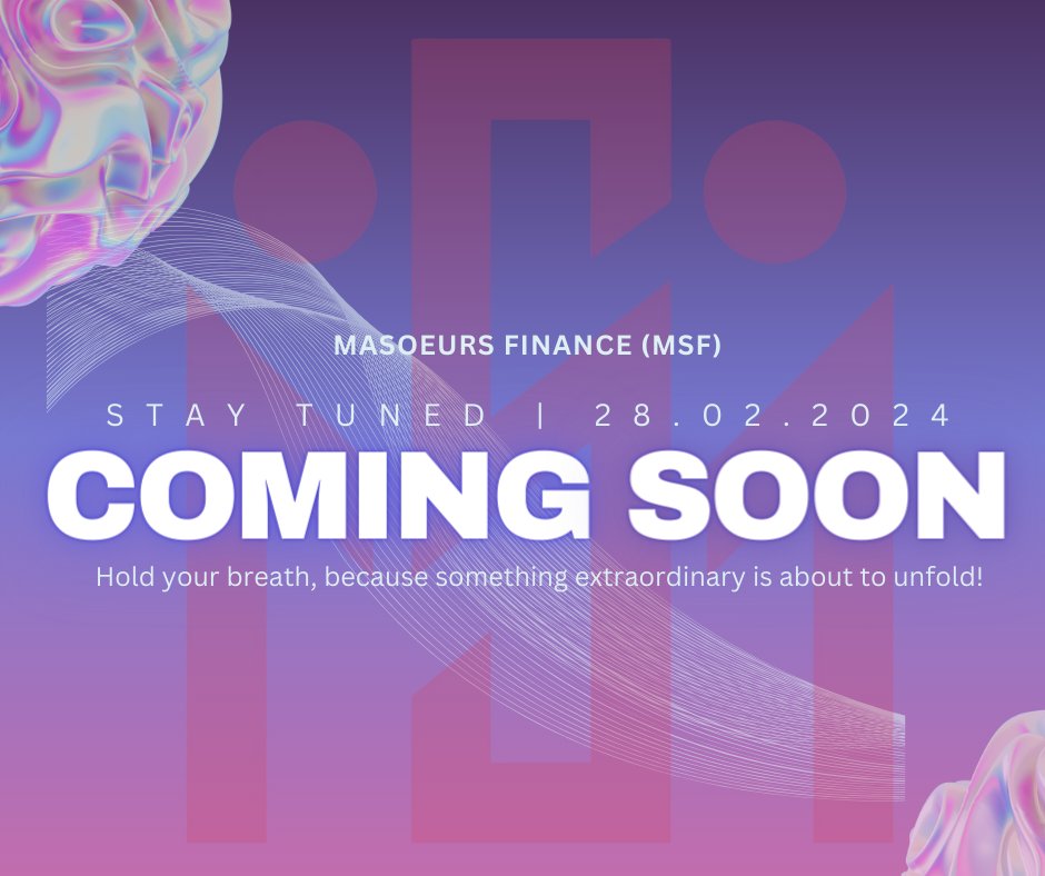 Masoeurs's tweet photo. 🚀 Exciting News! 🌐 Get ready for a financial revolution as MSF Token is launching on February 28, 2024! 🎉 Brace yourselves for a new era of decentralized finance, innovation, and endless possibilities. Stay tuned and be part of the MSF journey! 🚁💰 #MSFToken #crypto #ITO https://t.co/Qc8R2Lc7wX