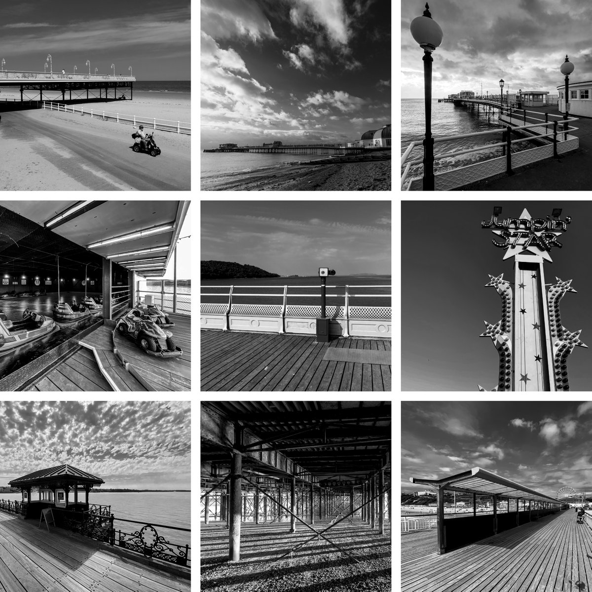 Thought a few shots from my ongoing project to visit all the seaside piers of the UK might suit a grid and Saturday mono #Gallery365in2024Grid #Gallery365in2024 #SaturdayMono @Gallery365photo @PiersSociety @seaside_network