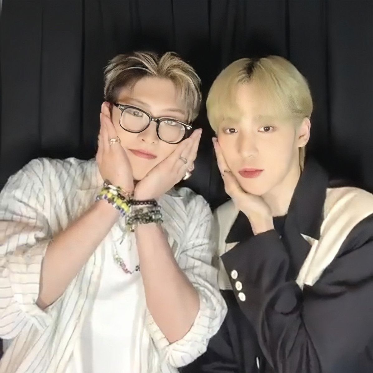 mingipurin's tweet photo. yungi &amp; shinez from ATEEZ &amp; LE SSERAFIM as each other; a thread 🐾 https://t.co/PAaYTZ549A