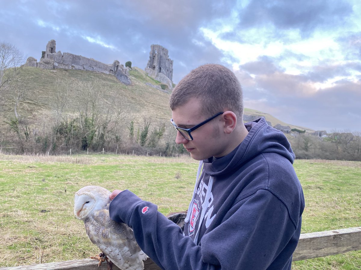 Spending time with Willow and thinking about life. 💪🏻🦿🦉 #AlexandersJourney #WillowTheOwl #Owl #OwlWhisperer #CorfeCastle