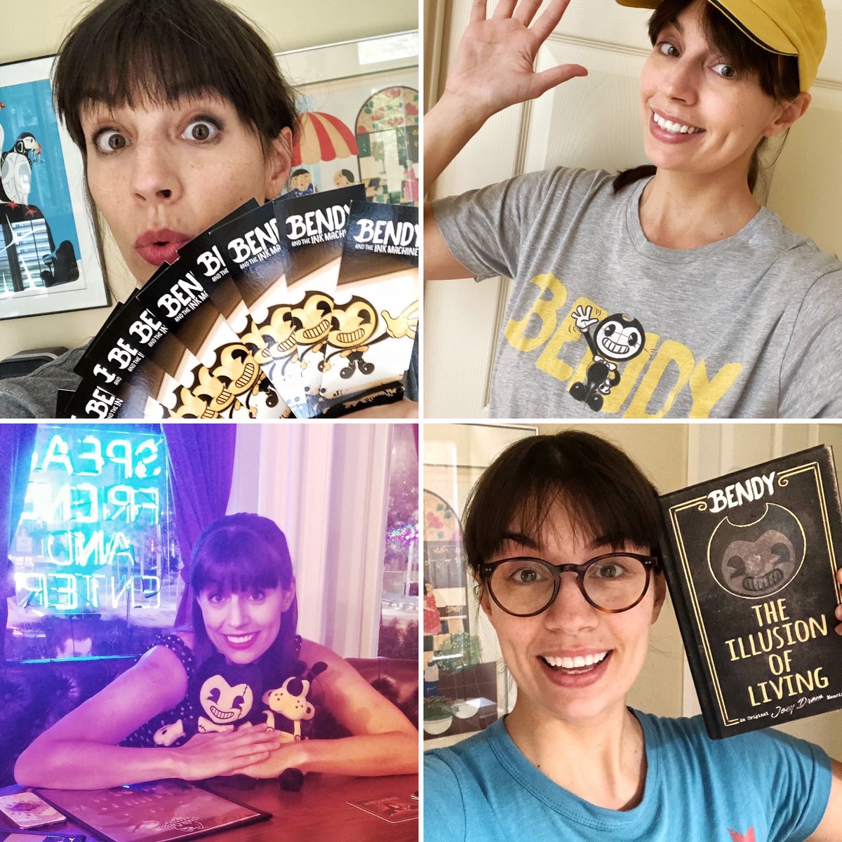 AdrienneKress's tweet photo. Aside from being the best job EVER, it's thanks to this game that I've met so many fab people - from the devs, to the voice actors, to the INK-CREDIBLE fans! Thank you to the #Bendy team for your talent &amp; generosity! And for a truly awesome game!!🖤💛
#BATIM #DCTL #TIOL #TLO #FTB https://t.co/Gr8yKNUcBf