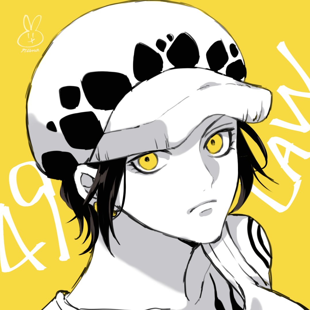 trafalgar law genderswap genderswap (mtf) yellow eyes hat 1girl solo yellow background  illustration images