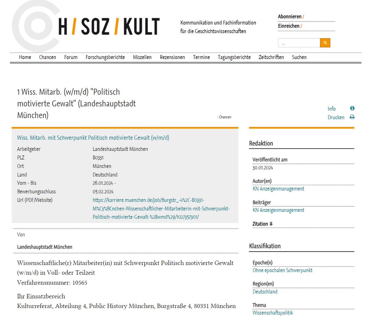 Robert Wolff (@robertwolff91) on Twitter photo #Aufarbeitung: Vor einigen Tagen hat das Kultureferat der Landeshauptstadt München (<a href="/kulturreferat_m/">Kulturreferat der Landeshauptstadt München</a>) eine bisher einzigartige Stelle ausgeschrieben! Gesucht wurde ein/e wissenschaftle/r Mitarbeiter:in mit Schwerpunkt #PolitischeGewalt. Was ist an der Ausschreibung speziell? 1/15 #Aufarbeitung: Vor einigen Tagen hat das Kultureferat der Landeshauptstadt München (<a href="/kulturreferat_m/">Kulturreferat der Landeshauptstadt München</a>) eine bisher einzigartige Stelle ausgeschrieben! Gesucht wurde ein/e wissenschaftle/r Mitarbeiter:in mit Schwerpunkt #PolitischeGewalt. Was ist an der Ausschreibung speziell? 1/15