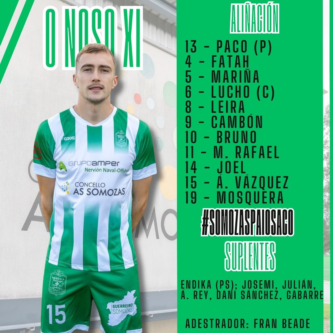 ud_somozas's tweet photo. Este é #ONosoXI para o partido desta tarde diante do U.D. Paiosaco.

#UDSomozas | #SomozasPaiosaco | #TerceraRFEF https://t.co/y3CBd3xE7i