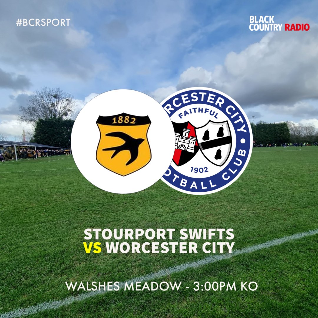 We’re live until 6pm on @WeAreBCR, coming up: 🗣️ @StourportSwifts vs @WorcesterCityFC in the FA Vase, with @JamesVukmirovic and @Jack_J_Lewis ⚽️ @halesowentownfc vs @RedditchUtd ⚽️ @DudleyTownFC vs @AFCWulfrunians 📲 onelink.to/wearebcr