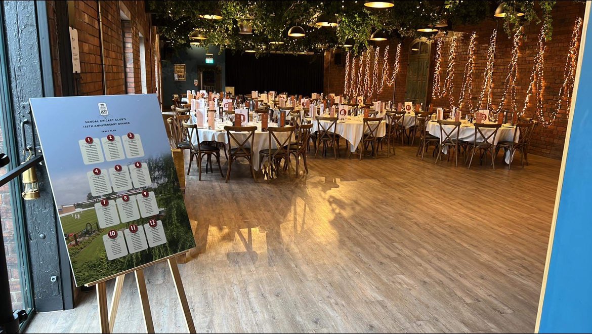 Final preparations are under way for tonight’s 150th celebration at The Mill, Tile Yard North, Tootle Street.

The venue looks great for what should be a fantastic evening!

#UpTheRoyal #SandalCC150