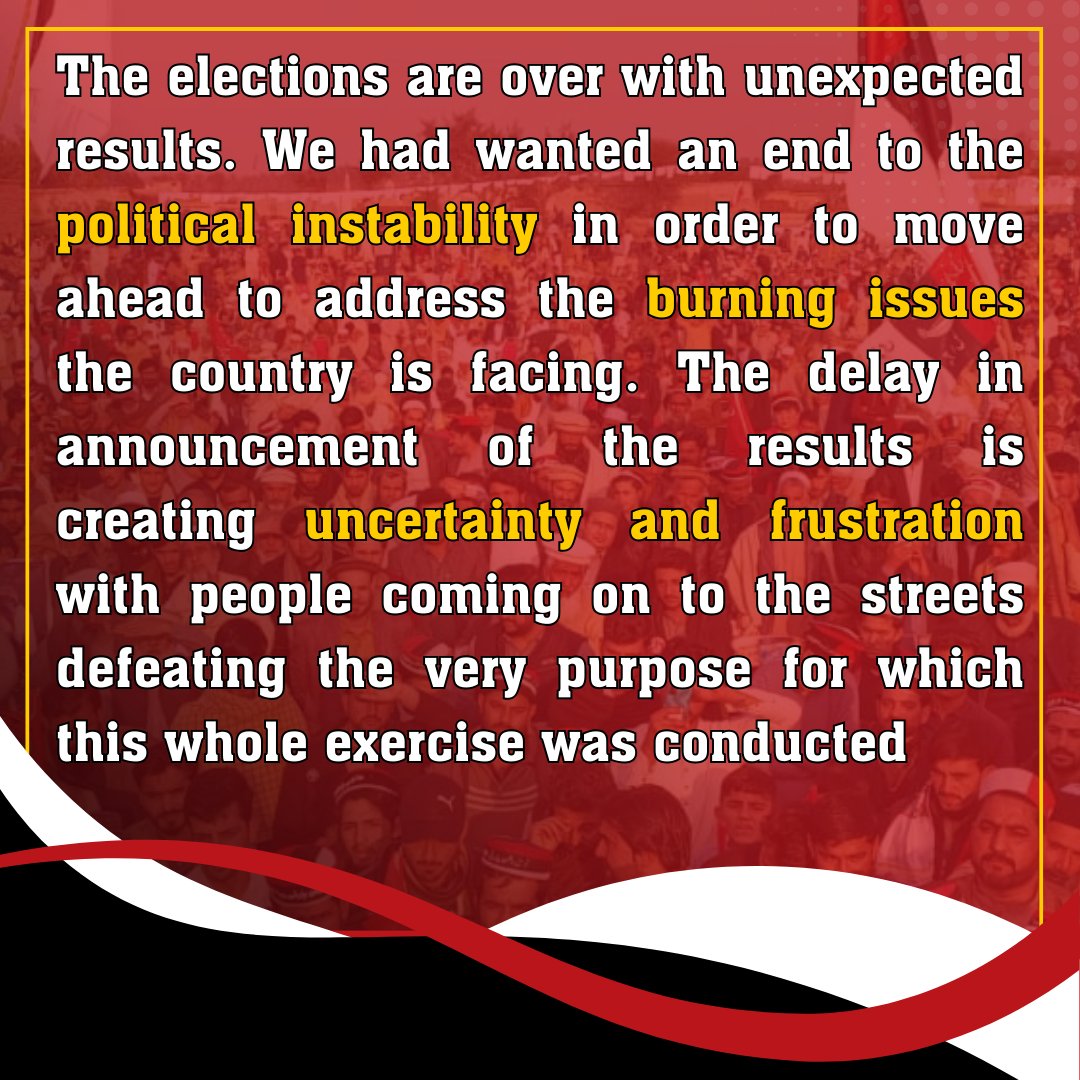 The #elections are over with unexpected results. We had wanted an end to the political instability in order to move ahead to address the burning issues the country is facing. The delay in announcement of the results is creating uncertainty and frustration with people coming on to…