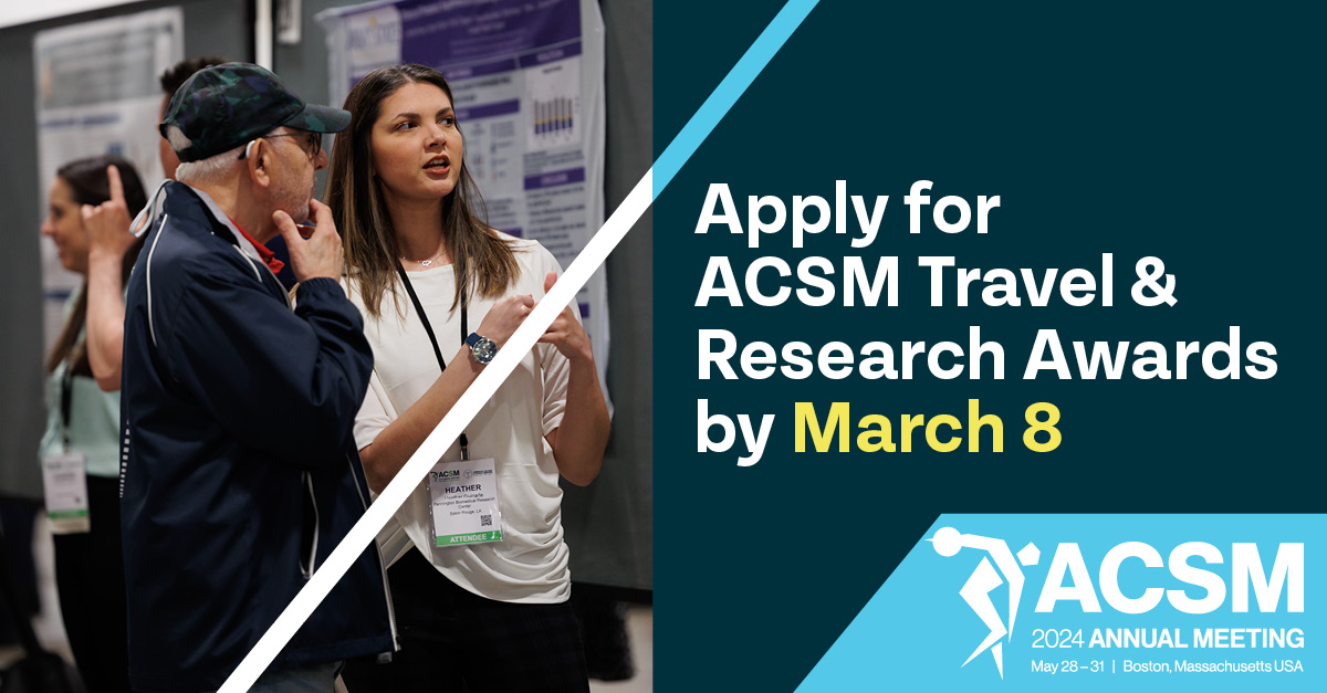 Applications for ACSM Foundation Travel & Research Awards are now being accepted! These awards are designed to help young researcher & investigator members attend & present their work at #ACSM24. Training and leadership awards are also available. brnw.ch/21wGRkf