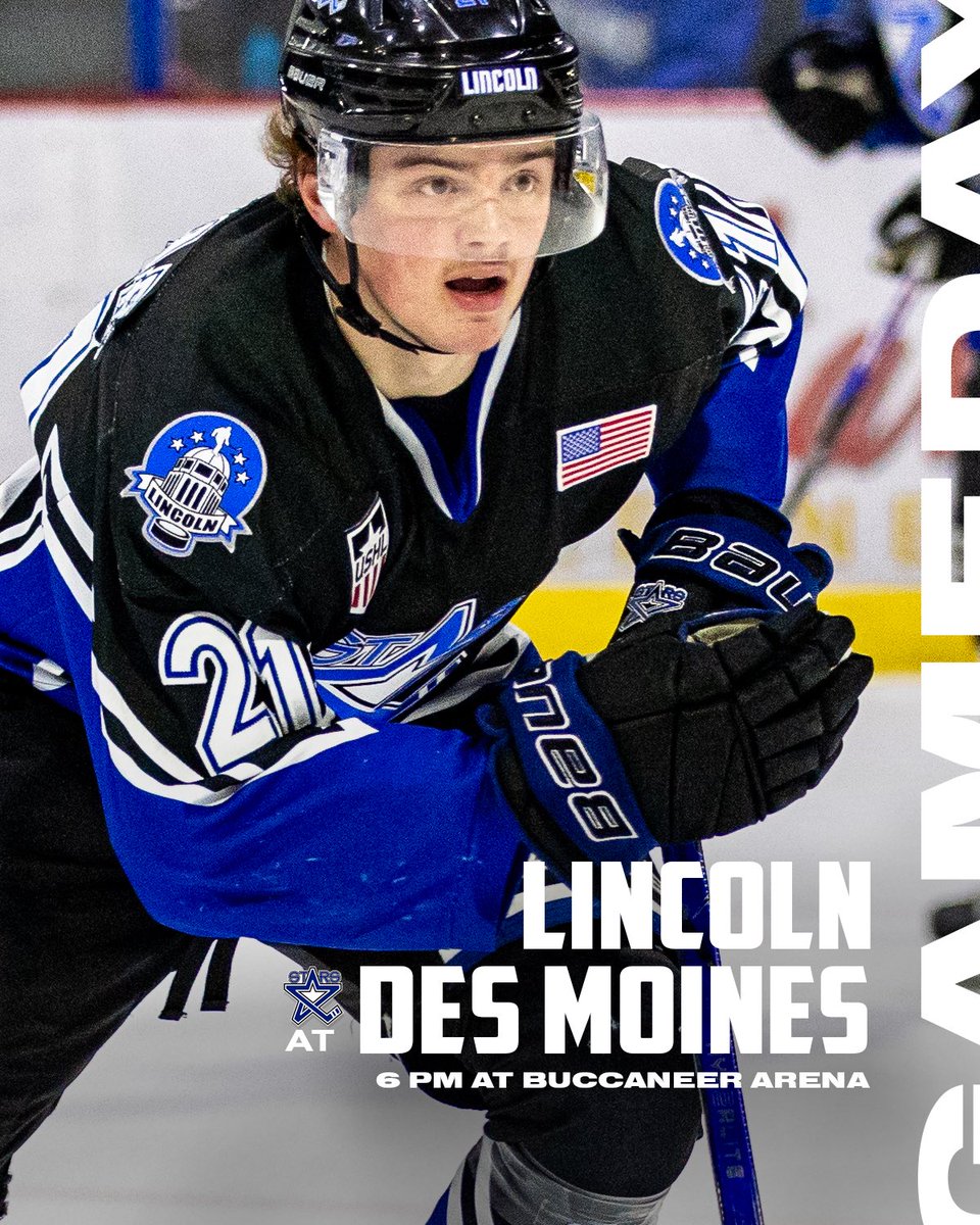 New night, new venue, same opponent.  #AllAboard🚂

🆚: Des Moines
🕕: 6 p.m.
📍: Buccaneer Arena
📺: flohockey.tv/live/60364?wat…
📻: mixlr.com/lincoln-stars